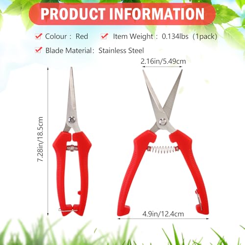 Lasnten 30 Pcs Pruning Shears 7.2" Bud Trimming Scissors, Red - color: Red