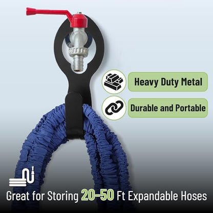 UNCO- Small Garden Hose Holder, Metal, Fits 20-50 ft 5/8” Expandable Hose - size: 1 Pack