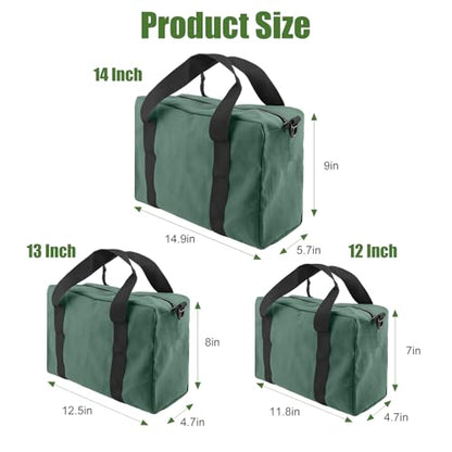 Small Tool Bag, Close Top Wide Mouth Tool Organizer Bag, Large Tool Bags - color: DarkGreen, size: 20 Inch