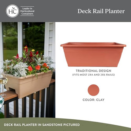 The HC Companies Deck Rail Deck Rail Planter Box, 24 Inch, Clay, 1-Pack - color: Clay