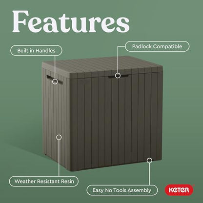 Keter City 30 Gal Outdoor Storage Box and Patio Side Table - color: Mossy Brown