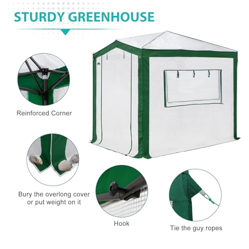 EAGLE PEAK 8x6 Walk in Pop Up Greenhouse, Green/White - color: Green/White, size: 8x6