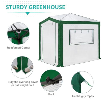 EAGLE PEAK 8x6 Walk in Pop Up Greenhouse, Green/White - color: Green/White, size: 8x6
