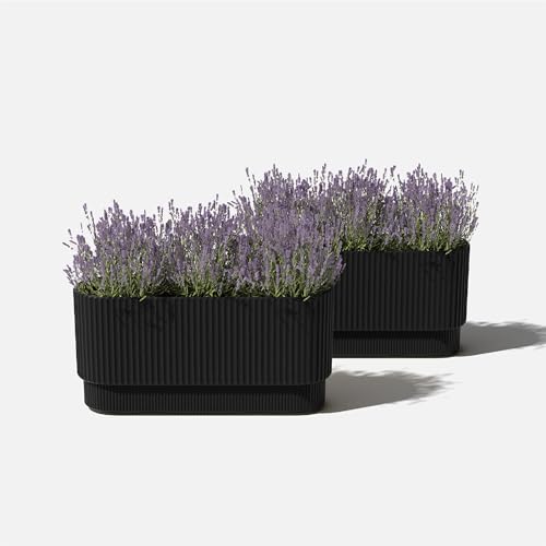 Veradek Demi Series Long Planter - Wide Outdoor Planter - color: Black, size: 30 inch - 2 Pack