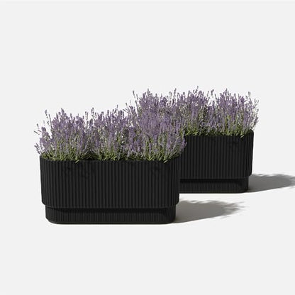 Veradek Demi Series Long Planter - Wide Outdoor Planter - color: Black, size: 30 inch - 2 Pack