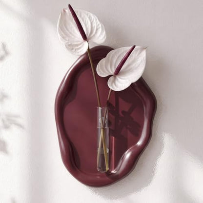 Modern Wall Mounted Resin Vase with Magnetic Glass Tube, Maroon - color: Maroon