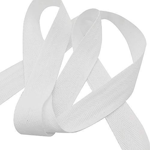 Natural Cotton Twill Tape 50 Yards 3/4 Inch Bunting Bias Tape Herringbone Webbing Tape Roll for Apron Sewing Dressmaking Craft (White) - color: White, size: 3/4inch