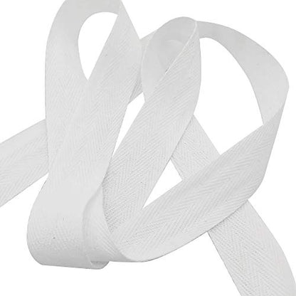 Natural Cotton Twill Tape 50 Yards 3/4 Inch Bunting Bias Tape Herringbone Webbing Tape Roll for Apron Sewing Dressmaking Craft (White) - color: White, size: 3/4inch