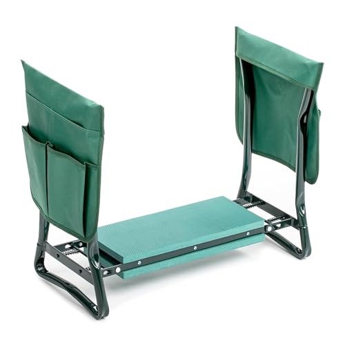 Healsmart Garden Kneeler and Seat, Foldable Kneeling Bench with Sturdy Soft EVA Foam Pad, for Camping, Gardening, Fishing, 2 Tool Pouches Included, Green - size: Kneeler and Seat