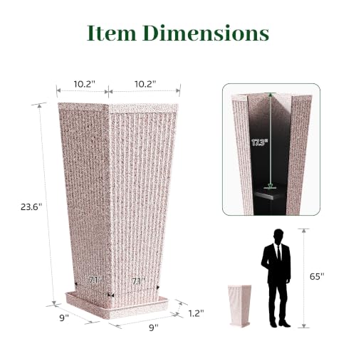 Square Tall Planters for Outdoor Plants with Tray - 24" Red 2Pack - color: White Red Speckled-sandblasting