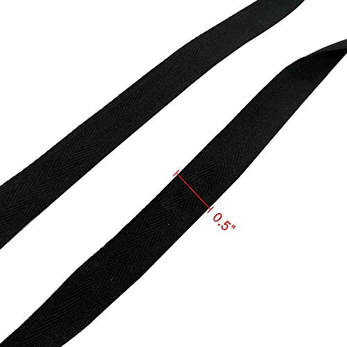 Natural Cotton Twill Tape 50 Yards 1/2 Inch Bunting Bias Tape Herringbone Webbing Tape Roll for Apron Sewing Dressmaking Craft (Black) - color: Black, size: 1/2inch