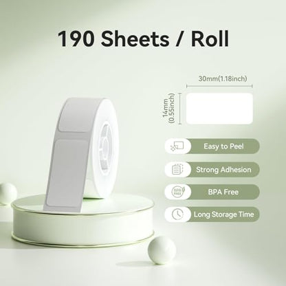 NIIMBOT Thermal Transfer Labels 0.55''x1.18'' for N1(B18) Label Maker - color: 0.55''×1.18''-white