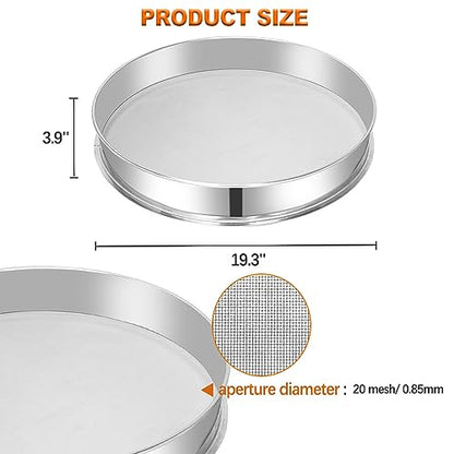 Sidasu Vibrating Sifter Mesh Screen Stainless Steel Vibrating Sieve Mesh Screen 20 Mesh for Dia 19.6" Automatic Powder Sifter Machine - size: 20 mesh