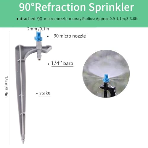 20PCS Drip Irrigation Emitters,90 Degree with Plunger Adjustable Irrigation Drippers for 1/4" Drip Irrigation Tubing, Perfect for House Garden Watering Drippers Sprayer (90 Degrees) - size: 90 degrees