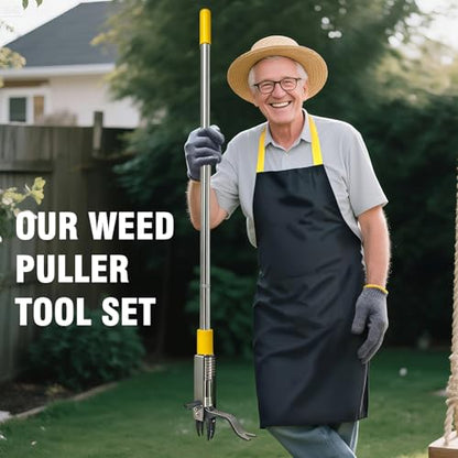 Stand Up Weed Puller Tool, Dual Eject, 4-Claw, 48" Long Handle