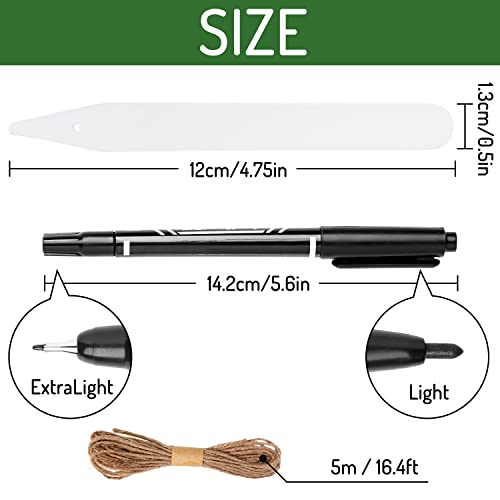 Whaline 200Pcs Thick Plastic Plant Labels with Hole White Waterproof Garden Stake Tag Marker Signs for Greenhouse Garden Seedlings Flowers Spotted Plants with 2 Marker Pen and Twine (12.5 CM) - size: 5 Inch