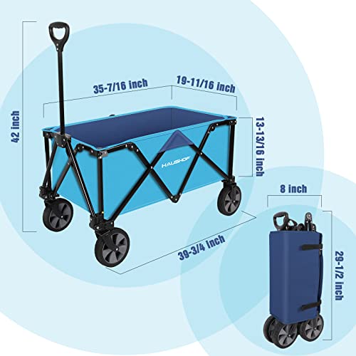 HAUSHOF Collapsible Outdoor Utility Wagon, 176 lb Load Capacity, Blue - color: Blue