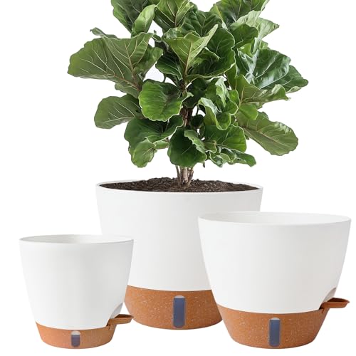 8/10/12 Inch Self Watering Pots for Indoor/Outdoor Plants - color: White, size: 8/10/12 inch