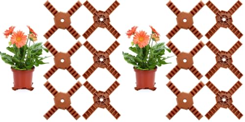 Panelee 6 Pcs Plant Pot Stand Riser 12 inch Plastic Under Plant Stand Adjustable Cuttable Prevent Water Damage for Outdoor Indoor Pot Holder Garden Patio(Brown) (Pack of 2) - color: Brown, size: 12 Inch (Pack of 2)
