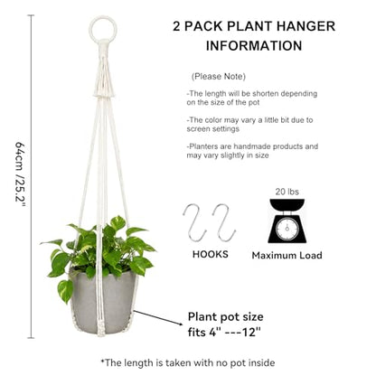 Artilady Macrame Hanging Planters Indoor Plant Hanger, Ivory White - color: White C