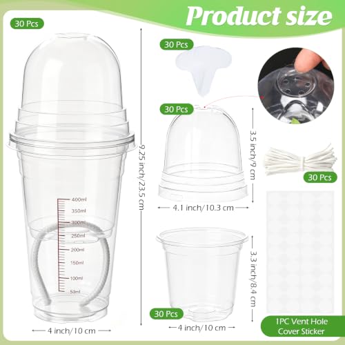 30 Pack 4" Self Watering Propagation Pots, Seed Starter Cups with Dome - size: 4 Inches