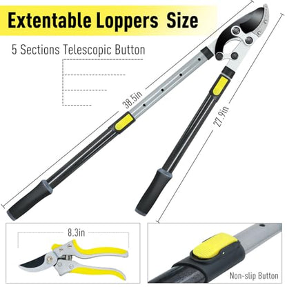 Tree Branch Cutter Garden Shears Set, Loppers for Tree Trimming Heavy Duty