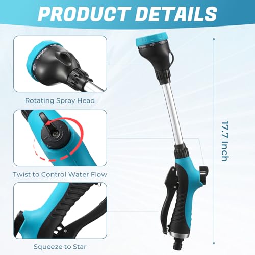 Hushee 2 Pack 16 Inch Metal Watering Wand for Garden Hose, 8 Pattern, Blue - color: Blue