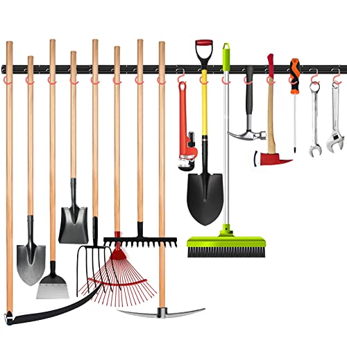 WALMANN All Metal 64 inch Wall Mount Garden Tool Organizer for Garage