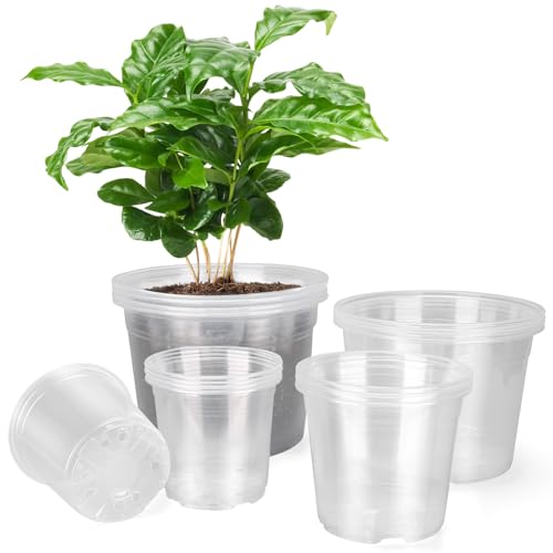 10/8/6/5 Inch Large Clear Nursery Pots with Drainage Holes, 16 Pack Gallon Clear Plastic Pots for Plants, Seedling Starter Pot, Garden Plant Pots for Succulents Flowers - size: 10/8/6/5 Inch