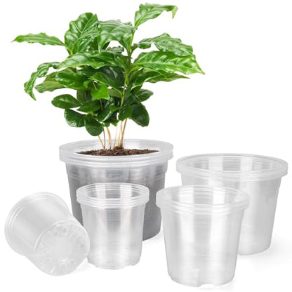 10/8/6/5 Inch Large Clear Nursery Pots with Drainage Holes, 16 Pack Gallon Clear Plastic Pots for Plants, Seedling Starter Pot, Garden Plant Pots for Succulents Flowers - size: 10/8/6/5 Inch