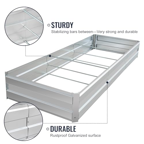 Galvanized Raised Garden Bed Kit, 8.3x3x1FT Metal Raised Garden Beds for Vegetables - size: 8.3*3*1FT