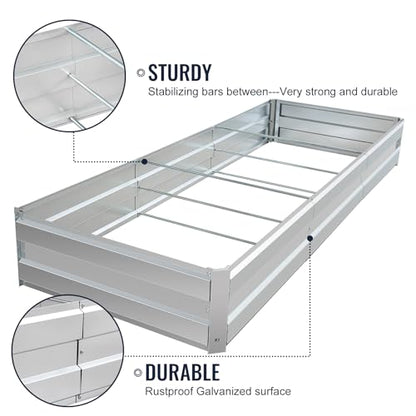 Galvanized Raised Garden Bed Kit, 8.3x3x1FT Metal Raised Garden Beds for Vegetables - size: 8.3*3*1FT