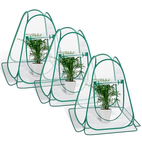 Pop Up Greenhouse Cover, Mini Greenhouse PVC Gardening Plant 3-Pack, Portable Small Green House for Indoor Outdoor, Sunshine Room Backyard Flow - style: 3 Pack