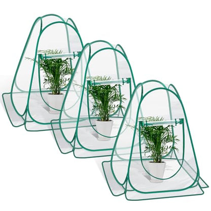 Pop Up Greenhouse Cover, Mini Greenhouse PVC Gardening Plant 3-Pack, Portable Small Green House for Indoor Outdoor, Sunshine Room Backyard Flow - style: 3 Pack