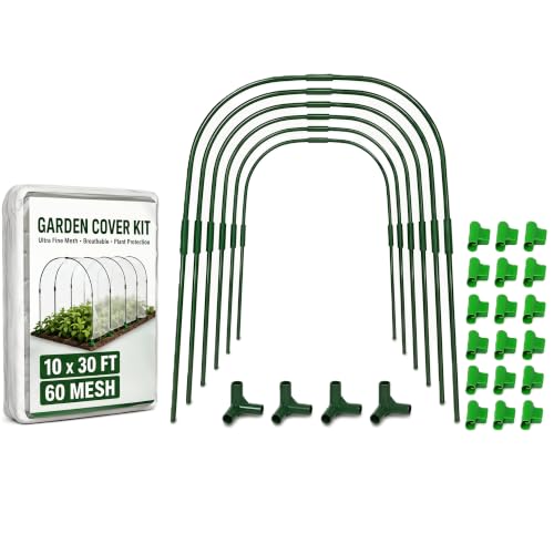Garden Cover for Raised Beds, Plant Protection Netting, Hoops & Clips