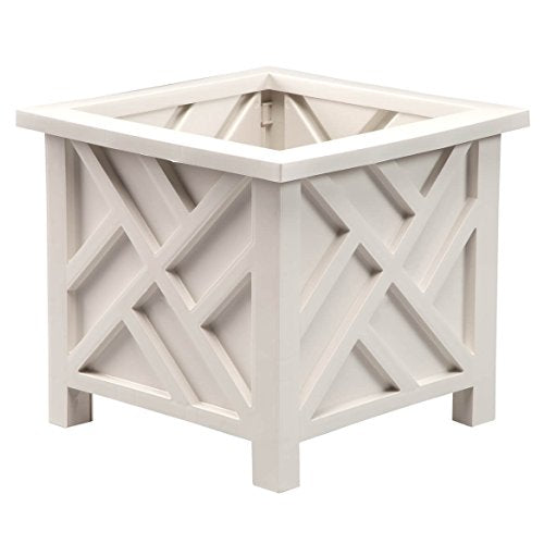 Miles Kimball Chippendale Planter Box, White - Plant Holder for Garden, - color: White