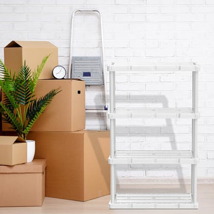 Gracious Living Knect-A-Shelf 4-Shelf Plastic Storage Unit & Rack, White - color: 4 Shelf - White, size: 1 Pack