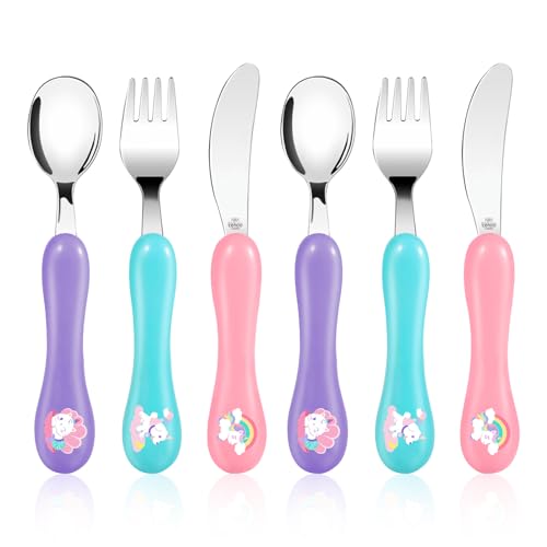Lehoo Castle Toddler Utensils, 6-Pieces Kids Silverware Set (Unicorn) - color: Light Pink