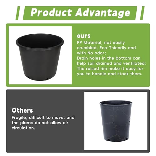 HOSTIC 7 Gallon pots for Plants 7 Gallon Flexible Nursery Pots Gallon Pot with Drainage Holes Plastic Plant Large Container Suitable for Indoor Outdoor Vegetables Flowers Plants 10 PCS - size: Standard 7 Gallon
