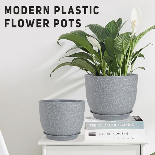 YNNICO Plant Pots 10/9/8/7.5/7 inch with Multi Mesh Drainage Holes - color: Gray, size: 10/9/8/7.5/7 inch