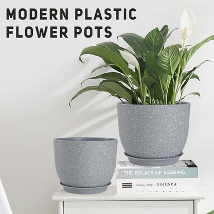 YNNICO Plant Pots 10/9/8/7.5/7 inch with Multi Mesh Drainage Holes - color: Gray, size: 10/9/8/7.5/7 inch