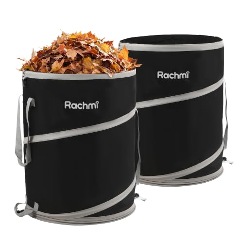 Rachmi Upgraded 40 Gallon Collapsible Trash Can 2-Pack Long Handle Black