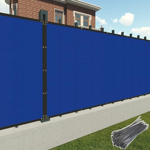 Patio Paradise 4' x 1' Blue Privacy Fence Screen Heavy Duty Fence Cover with Grommets, Mesh Shade Fencing Chain Link Temporary Fence Panels for Outdoor Balcony Deck Patio Backyard - color: Blue, size: 4' x 1'