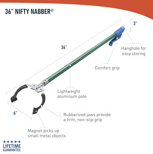 Unger Professional 36” Nifty Nabber, 2 Count, Reacher Grabber Tool, Trash Picker Upper, Built-in Magnet and Ergonomic Grip, Outdoor Claw Pickup, Reaching Assist for Seniors, Safely Perform Tasks