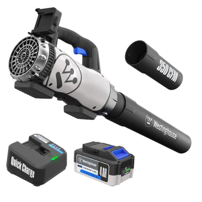 Westinghouse Cordless 20V Leaf Blower with 4Ah Battery and Charger, 350 CFM and 110 MPH Max Airspeed, 2 hr. Charge Time with Variable Speeds - style: 20V Leaf Blower