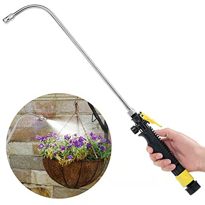 Mist Watering Wand For Hanging Baskets,25 Inch Spray Wand With Adjustable Nozzle, Car Pet Window Cleaning Tool, Great For Watering Seedbeds, Hanging Plants, Deck Plants.（90-degree curved nozzle） - size: 90-degree curved nozzle
