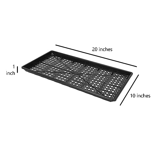 SUNPACK 10" x 20" Heavy Duty Mesh Plastic Seed Starting Tray, Black, 1" - Ensures Water Drainage and Aeration, Perfect for Greenhouses or Indoor Gardening - color: Black