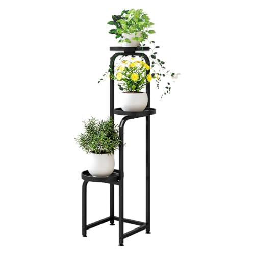 INGIORDAR Plant Stand Indoor Outdoor Corner Tiered Plant Shelf 3 Tier Metal - color: Black, size: 3-Tier