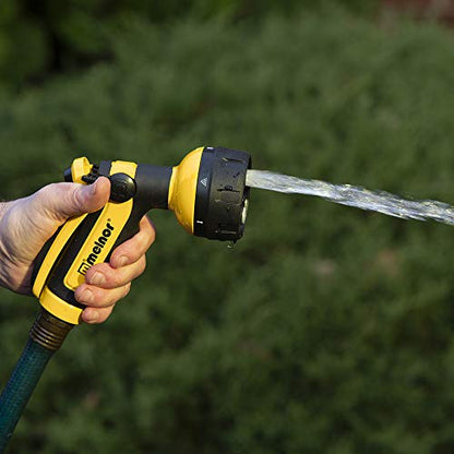 Melnor 65112-AMZ 6-Pattern Vortex Water Hose Sprayer Nozzle, QuickConnect Product Adapter, Black, Yellow, Slip Resistant Outdoor Hose Nozzle Sprayer for Watering Plants, Lawn, Car Washing, Patio, Pet - style: 6-Pattern