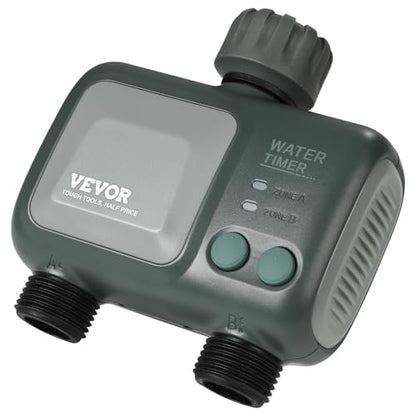 VEVOR Sprinkler Timer WiFi Water Timer, 2 Outlets, Smart Hose Faucet Water Timer with Brass Inlet, APP Remote Control via 2.4Ghz WiFi or Bluetooth, Voice Control, IPX6 for Garden, Yard Watering - style: 2 Outlet with WiFi/Bluetooth.